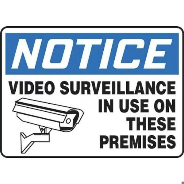 Accuform VIDEO SURVEILLANCE in USE ON THESE PREMISES WGRAPHIC, Adhesive Dura-Poly, 7 in x 10 in, Adhesive MASE816XV - main
